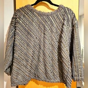 Zara Gray and Gold Textured Sweater